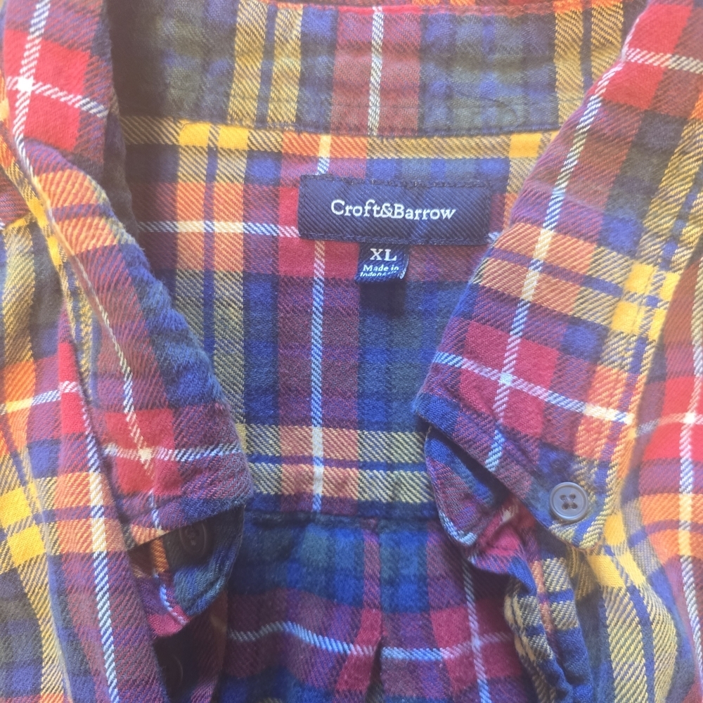 Croft & Barrow Madras Flannel Button Up Shirt Mens Size XL - Picture 4 of 4